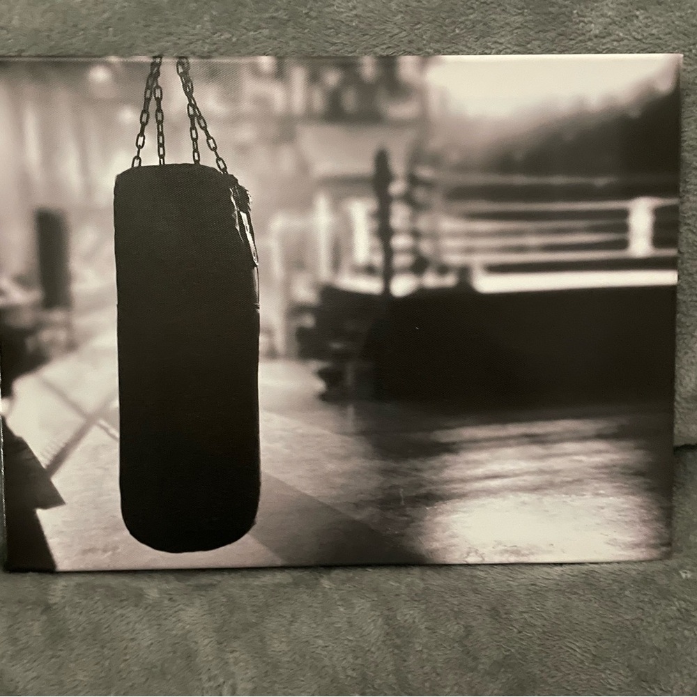 Boxing Gym Canvas Wall Art - Black and White